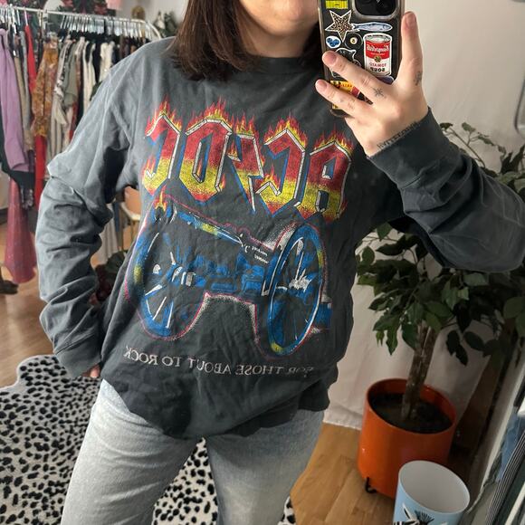 Daydreamer AC/DC For Those About To Rock Long Sleeve Shirt Gray Size Medium - Picture 2 of 6